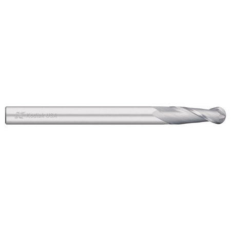 KODIAK CUTTING TOOLS 1/8 2 Flute Carbide Endmill Single End Ball Nose Extra Long Length 5438026